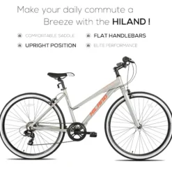 HH HILAND Hiland Hybrid Bike Shimano Drivetrain 7 Speeds 700C Wheels Silver