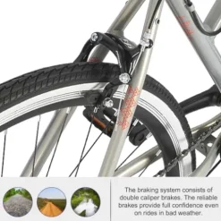 HH HILAND Hiland Hybrid Bike Shimano Drivetrain 7 Speeds 700C Wheels Silver