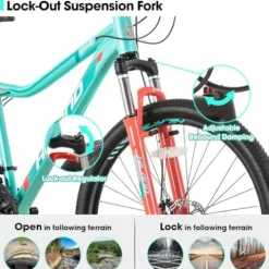 HH HILAND Women’s 26 Inch Mountain Bike 21-Speed Green&Red