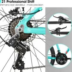 HH HILAND Women’s 26 Inch Mountain Bike 21-Speed Green&Red