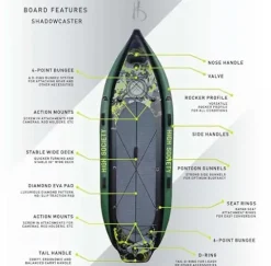 High Society Shadowcaster Premium Inflatable Paddle Board Package 11ft Sportsman Green