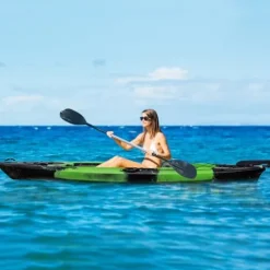 Hipicute 13FT Fishing Kayak Green Camo with Paddle & Comfortable Seat, 400LBS Capacity