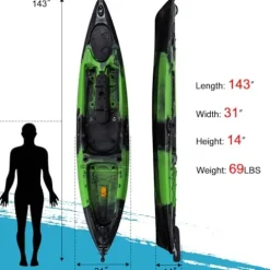 Hipicute 13FT Fishing Kayak Green Camo with Paddle & Comfortable Seat, 400LBS Capacity