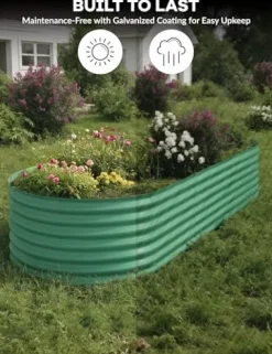 Hipicute 2Pcs Galvanized Raised Garden Bed 10x4x1.5ft Green