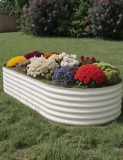 Hipicute 2Pcs 8x4ft Galvanized Raised Garden Bed Beige