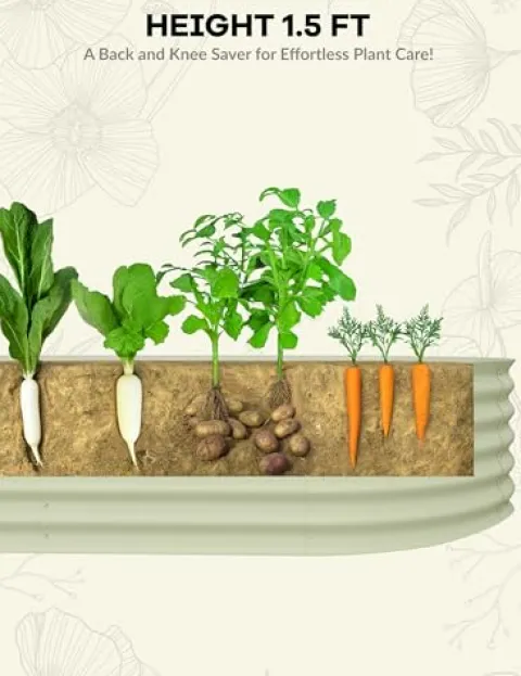 Hipicute 2Pcs 8x4ft Galvanized Raised Garden Bed Beige