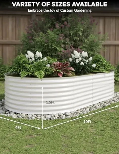 Hipicute 2Pcs 8x4ft Galvanized Raised Garden Bed Beige