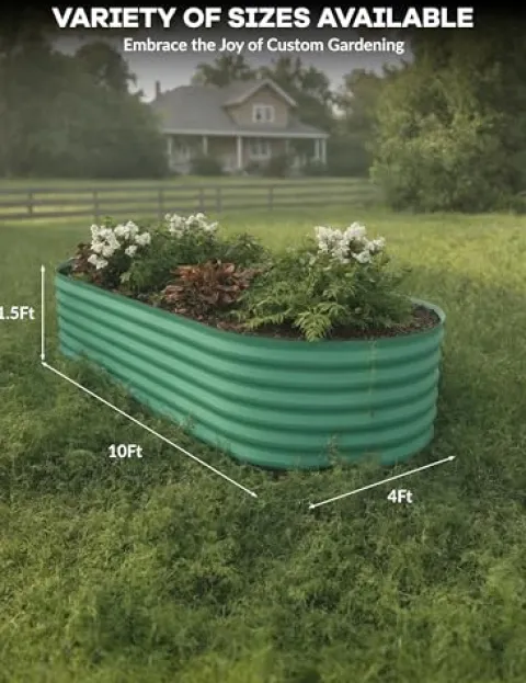 Hipicute 2Pcs 8x4x1.5ft Galvanized Raised Garden Bed Green