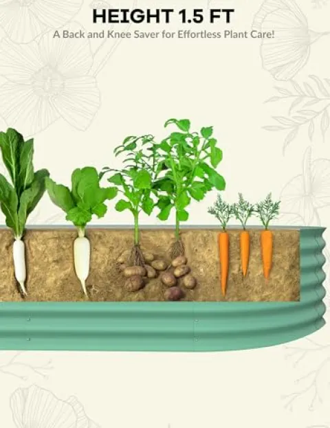 Hipicute 2Pcs 10x4x1.5ft Galvanized Raised Garden Bed Green