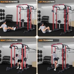 Hipicute Power Cage Smith Machine 2400 LBS All-in-One Red