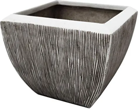 HomeRoots Large Distressed Ribbed Flower Pot Planter Gray