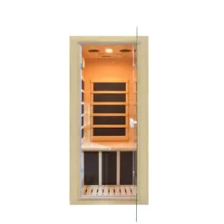 Homsido Far Infrared Mini Indoor Sauna Hemlock Wood Beige