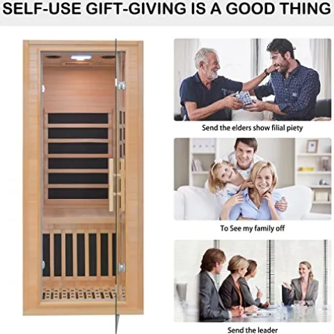Homsido Infrared Home Sauna Room 1 Person Hemlock Wooden Indoor Sauna Spa