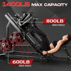 HOMSURE Leg Press Hack Squat Machine 2-in-1 Black