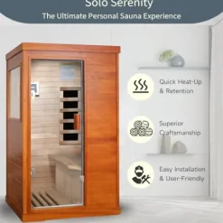 HOSAUNA Far Infrared Indoor Sauna for 1 Person with Control Panel