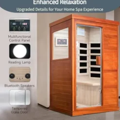 HOSAUNA Far Infrared Indoor Sauna for 1 Person with Control Panel