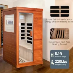 HOSAUNA Far Infrared Indoor Sauna for 1 Person with Control Panel