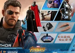 Hot Toys Marvel Avengers Infinity War Thor 1/6 Scale Action Figure Metallic Silver and Light Blue