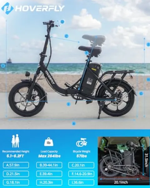 HOVERFLY 16″ Folding Electric Bike 350W White