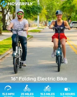 HOVERFLY 16″ Folding Electric Bike 350W White