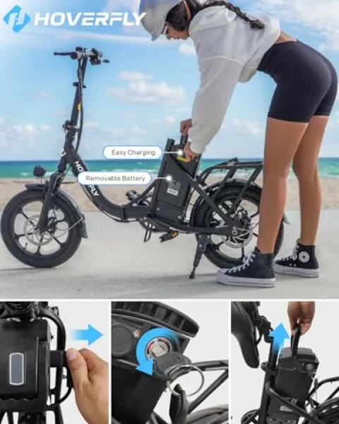 HOVERFLY 16″ Folding Electric Bike 350W White