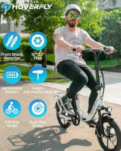 HOVERFLY 16″ Folding Electric Bike 350W White
