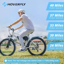 HOVERFLY OUREA Electric Bike 26″ 750W Peak Motor Mountain Ebike White