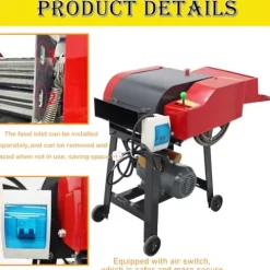 HQHAOTWU 6-Blade Hay Cutter Pulverizer Grass Silage Machine Red