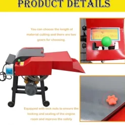 HQHAOTWU 6-Blade Hay Cutter Pulverizer Grass Silage Machine Red