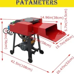HQHAOTWU 6-Blade Hay Cutter Pulverizer Grass Silage Machine Red