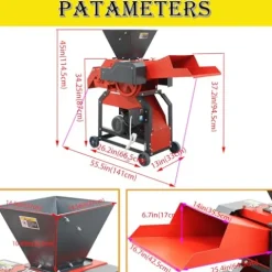 HQHAOTWU 4-Blade Hay Cutter and Kneading Machine Red