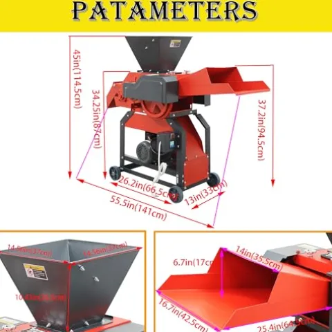 HQHAOTWU 4-Blade Hay Cutter and Kneading Machine Red