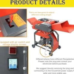 HQHAOTWU 4-Blade Hay Cutter and Kneading Machine Red