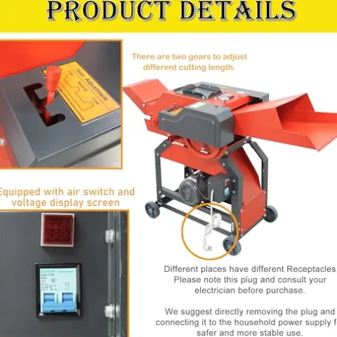 HQHAOTWU 4-Blade Hay Cutter and Kneading Machine Red