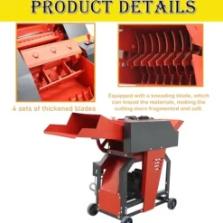HQHAOTWU 4-Blade Hay Cutter and Kneading Machine Red