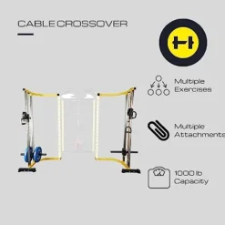 HulkFit Cable Crossover Weightlifting Pulley System Yellow