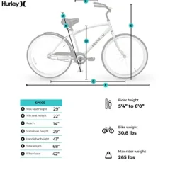 Hurley Malibu Beach Cruiser Single Speed Bicycle Mint