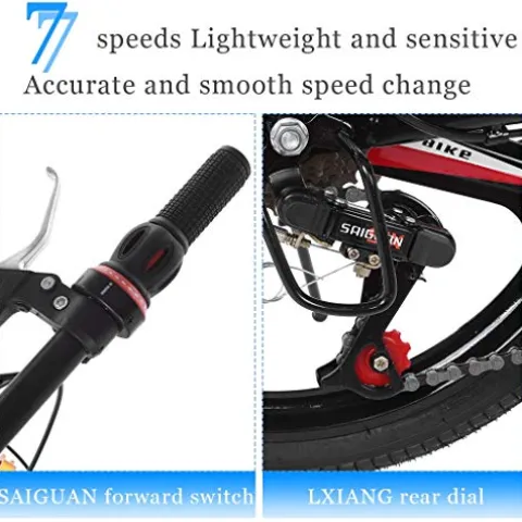 HUUH Folding Bikes for Adults 20″ 7 Speed City Folding Compact Bike Bicycle Urban Commuter Black