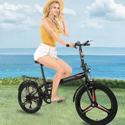HUUH Folding Bikes for Adults 20″ 7 Speed City Folding Compact Bike Bicycle Urban Commuter Black