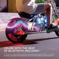 HYPER GOGO Cruiser 12 Deluxe Kids Electric Motorbike with App and Music Player Pine