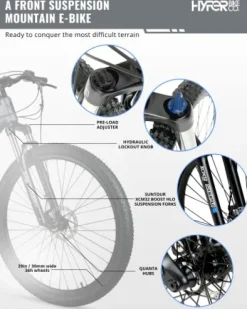 Hyper Toy Company Hyper E-Ride Electric Mountain Bike for Adults 29 Inch Matte Grey