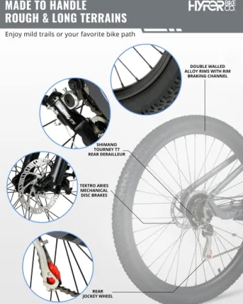 Hyper Toy Company Hyper E-Ride Electric Mountain Bike for Adults 29 Inch Matte Grey