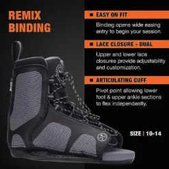 Hyperlite Baseline Wakeboard + Remix Bindings Wakeboard Package Black/Orange 146cm