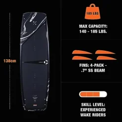 Hyperlite Cryptic Wakeboard Package with Remix Bindings Black 138cm (7-10.5)