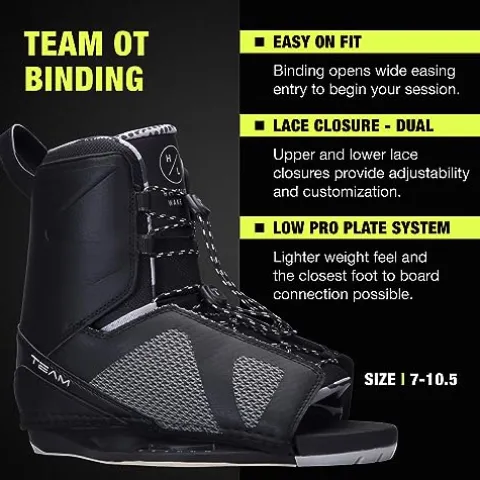 Hyperlite Murray Wakeboard with Open-Toe Adjustable Team Bindings Wakeboard Package Black/Grey