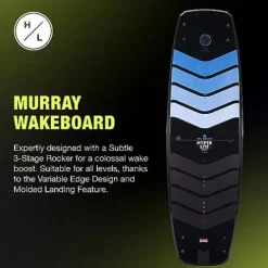 Hyperlite Murray Wakeboard with Open-Toe Adjustable Team Bindings Wakeboard Package Black/Grey