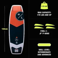 Hyperlite Murray Wakeboard with Open-Toe Adjustable Team Bindings Wakeboard Package Black/Orange