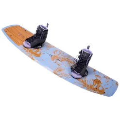 Hyperlite Prizm Womens Wakeboard 139 W/Syn Bindings Blue/Wood Grain 139cm/(4-8.5)