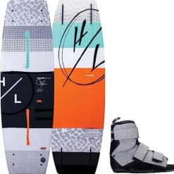 Hyperlite Source Mens Wakeboard 143 W/Formula Bindings White/Orange 143cm/(7-10.5)
