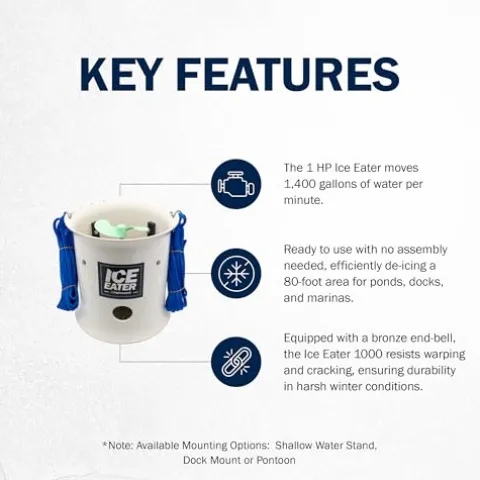 ICE EATER P1000/150 1 HP Pond Deicer with 150 ft Power Cord